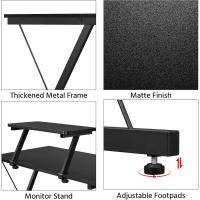 Escritorio Esquinero con Estanteria Grande 162x130x96cm Mesa Esquina Gaming Mesa para Ordenador Escritorio para Estudio Oficina Despacho Negra Metal - details 6