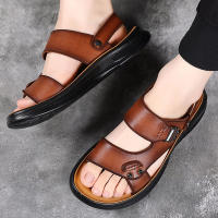 Sandalias de hombre, zapatos de playa de piel de vaca de primera capa, sandalias de cuero de moda casual para hombre, extra grandes - details 4