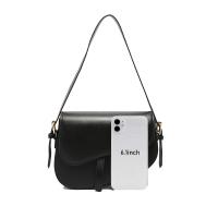 Bolso de Sillín Retro Chic para Mujer Cruzado Minimalista de Color Sólido con Cierre Magnético, Correa Ajustable, Herrajes de Tonos Dorados - details 7