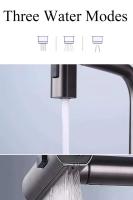 Grifo de cocina con caño de cascada grande, rociador extraíble, montaje en cubierta de un solo mango, mezclador de agua fría y caliente, grúa para fregadero de lavado - details 2