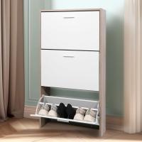 Mueble zapatero de 12 pares - Estantería de gran capacidad para vestíbulo o pasillo - (ancho) 60 x (profundidad) 24 x (alto) 80 cm - Madera clara blanca - details 112