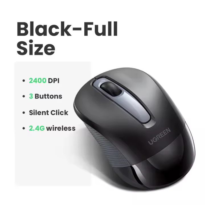 Ratón UGREEN inalámbrico 2,4G forma ergonómica clic silencioso 2400 DPI para MacBook Tablet ordenador portátil ratón - 1