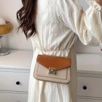 Bolso de hombro con solapa de diseño simple, bolso tipo cartera versátil de piel sintética, bolso cruzado con cadena de metal - details 7