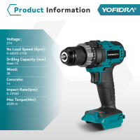 Taladro eléctrico sin escobillas YOFIDRA 650N.M de 13MM, destornillador inalámbrico Ice Powel Tools con función de impacto para batería Makita de 18V, juego de pines. - details 0