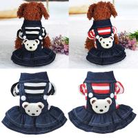 Vestido de Algodón a Rayas para Mascotas Falda Denim con Correas para Perros y Gatos - details 1