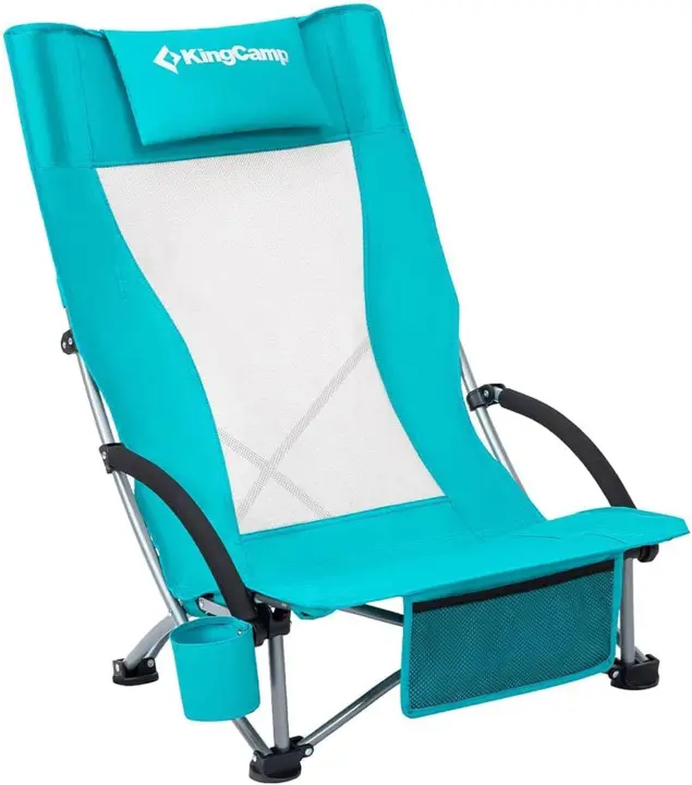 Silla de Playa Plegable Ligera Carga Max 180 kg Asiento Inferior con Respaldar Alto - 1