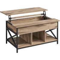 Mesa de Central con Tablero Elevable Estilo Rústico Marrón y Negro Ideal para Dormitorio con Espacio Abierto y Oculto Forma de X - details 16