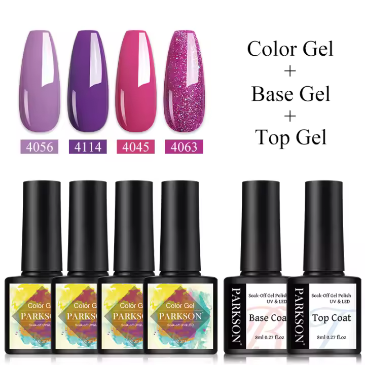 Parkson-Juego de esmaltes en Gel con purpurina para uñas, Set de 5 piezas y 8ml, laca de Gel para manicura, a la moda, 81 colores - 1