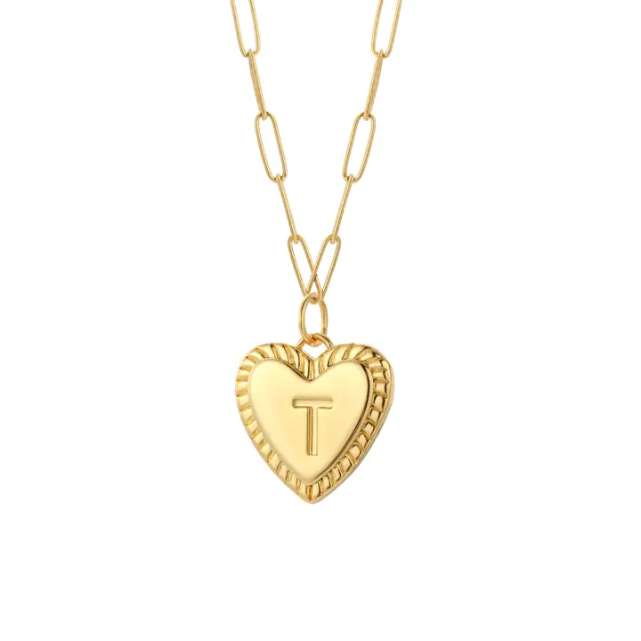 Collar de acero inoxidable con Nombre para mujer, cadena larga de acero dorado, letra a-z - 1