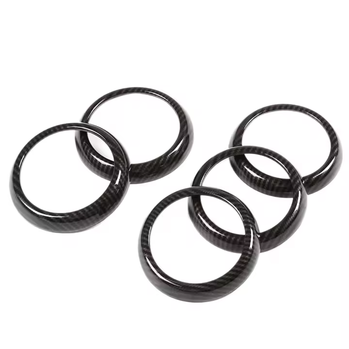 Cubierta de salida de aire acondicionado de fibra de carbono, pegatina embellecedora, 5 piezas, para Mercedes Benz a, B, CLA, GLA, clase W176, W246 - 1