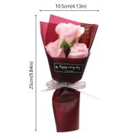 Embalaje de regalo, ramo de rosas artificiales de 3 cabezas, decoraciones artificiales, flores artificiales, flor de jabón para sujetar las manos, día de la madre - details 0