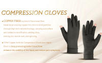 Guantes de cobre de compresión para artritis, guantes de cobre sin dedos para escritura por computadora y trabajo diario, alivio del dolor de manos y soporte - details 0