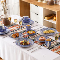 VANCASSO 16 piezas vajilla de porcelana azul con estampado de Mandala Para 4 Personas - details 1