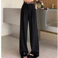 Pantalones de traje de pierna recta de cintura alta para mujer, pantalones drapeados informales para primavera y otoño, nuevo estilo elegante, pantalones de pierna ancha estrechos hasta el suelo - details 4