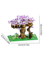 DIY Microparticle Building Set Pink Mini Sakura Tree House Toy Model Decorative Ornament Children's Puzzle Toy - details 7