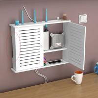 Cajas de almacenamiento de enrutador Wifi inalámbrico, caja de madera, soporte de Cable Plus, tablero de enchufe colgante de pared, estante de almacenamiento S - details 5