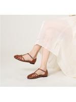Sandalias Baotou de suela plana hueca y trenzada para mujer, para usar en verano 2025, nuevas sandalias romanas de moda con hebilla transpirable para vacaciones. - details 1
