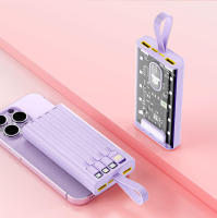 Nuevo Banco de energía portátil transparente con Cable integrado, luz LED, dibujos animados para móvil, gran capacidad, 10000mAh - details 3