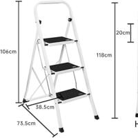 Escalera Plegable, de Tijera, 2/3/4 Peldaños, Antideslizante, Bloqueo de Seguridad, detalles.