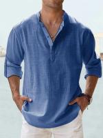 Camisas De Algodón Y Lino Para Hombres Camisas Casuales De Manga Larga Suéter Beach Estilo Hawaiano Para La Playa Y La Vida Diaria - details 4