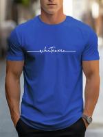 Verano de los hombres Casual tamaño suelto 100% algodón letra impresión cuello redondo manga corta camiseta Top - details 8