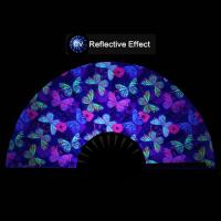 1 abanico de mariposa vibrante, reactivo a los rayos UV, diseño grande y plegable con ilusión de movimiento de baile, perfecto para bodas, Halloween, Navidad, festivales, fiestas y decoración del hogar, accesorio de baile |   Abanico decorativo |   Ventil - details 3