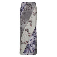 BUNO-Falda larga con estampado floral retro para mujer, faldas de tiro bajo con malla de retazos transparente, estilo vintage de los años 2000, trajes Harajuku y2k, novedad - details 6