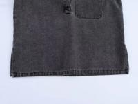 Cazadora vaquera corta + vaqueros de pernera ancha con pliegues drapeados, traje, blazer, casual Cuello con solapas, top de manga larga, pantalones sueltos - details 6