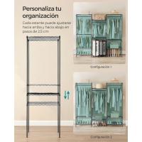 Armario de Ropa de Metal Duradero Estantes Ajustables, Barras para Colgar y Ganchos, Perchero Separable, Negro Tinta LGR431B01 - details 5