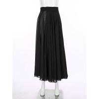 Faldas largas transparentes para mujer, faldas latino Tango salón baile Flamenco lírico, falda dobladillo ancho cintura alta de - details 12