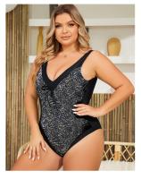Traje de Baño de Talla Grande con Estampado de Flor Sexy Escote en V Profundo, Espalda Descubierta, Material de Poliéster - details 10