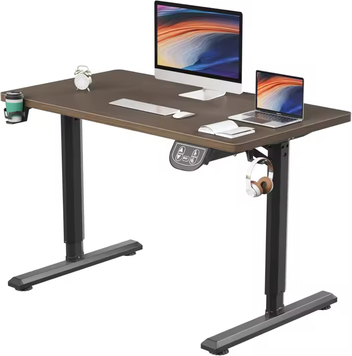 Elevable Eléctrico 110x60cm, Escritorio de pie Escritorio Ajustable en Altura con Tablero, Función de Memoria, Mesa Escritorio Nuez - 1
