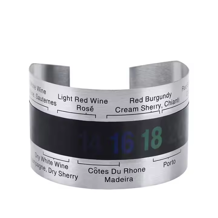 Termómetro de acero inoxidable para Collar de vino, herramienta para bebidas de Bar, champán, cerveza, botella de vino tinto, termómetro con pantalla LCD, Sensor de Clip - 1