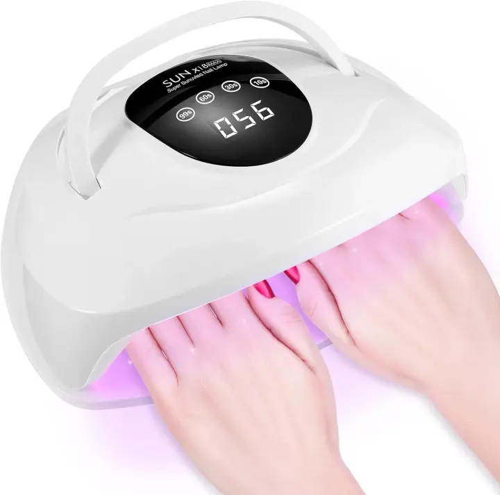 Lámpara de uñas LED de 320 W, secador de uñas UV para esmalte de gel de manos duales, 4 temporizadores, 72 cuentas de lámpara, lámpara de uñas UV, luz de secador de uñas profesional, sensor automático para uñas de manos y pies - 1