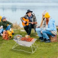 Estufa al aire libre brasero de acero inoxidable para acampar, calentador de leña, portátil, plegable, para caminata, barbacoa, soporte para parrilla - details 5