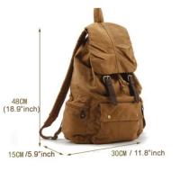 Los hombres y las mujeres militares de senderismo mochila de lona, ​​mochila escolar de cuero con cordón, estilo retro, tendencia de moda - details 1