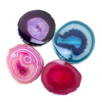 1 Uds. Losa de ágata roja, azul y púrpura de 70-90g, posavasos de cristal Mineral de amatista, borde galvanizado, rebanada de ágata geoda - details 14