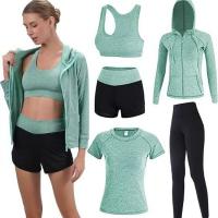 Conjunto de cinco piezas de yoga, chaqueta deportiva, blusa de fitness ajustada para mujer de manga larga, carrera seca y autocultivo con cremallera para yoga - details 1