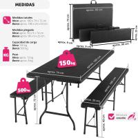 Juego de Mesa Plegable de Acero Set de Mesa de Camping con 2 Sillas Mesa de Jardín al Aire Libre - details 10