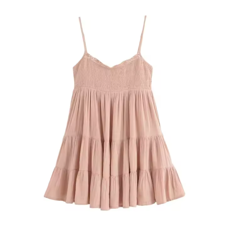 Ropa de mujer europea y americana, camisón de tirantes cortos de tul popular - 1