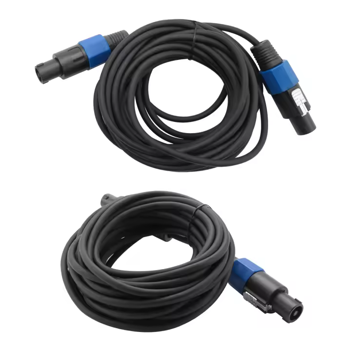 Cables Speakon a Speakon macho, Cable de Audio profesional AWG de calibre 12, Cable de altavoz DJ con bloqueo de giro, 25 pies, paquete de 2 - 1