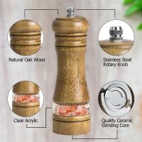 Molinillo de Sal Y Pimienta, Dveda, paquete de 2, molinillo Manual de Madera para Sal Y Pimienta de 6,5 pulgadas con Molienda de Cerámica ajustable y acrílico transparente - details 0