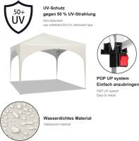 Gazebo Party Tent Gazebo emergente impermeable, protección solar, tela Oxford y estructura de metal 3x3m Beige - details 2