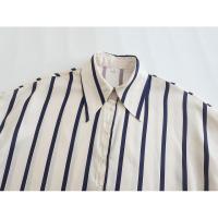 OUWU- Camisa Holgada A Rayas Con Manga De Burbuja Para Mujer, Gran Oferta De Temporada, Nuevo Estilo, Informal, Cuello Tipo Polo, Manga Corta, Top De Moda - details 20