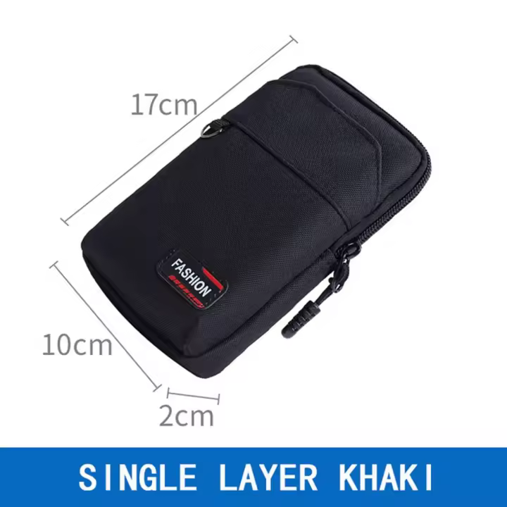 Bolsa de nailon para teléfono para hombre, bolsa de nailon para acampar, color caqui, de una/doble capa, para teléfono móvil, EDC Molle, cinturón, riñonera - 1