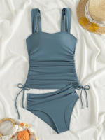 Bikini de dos piezas para mujer, traje de baño de dos piezas, Tankini, unicolor, Tanga Sexy - details 3