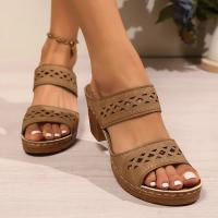 Sandalias de Tacón Grueso Retro con Espacio Hueco Zapatillas de Tacón Alto Ligereas para Mujer - details 1
