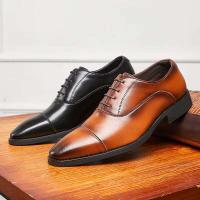 Zapatos Oxford de suela blanda formal para hombre de negocios triples de cuero con cordones en punta - details 4