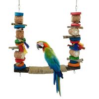 Madera duradera resistente a las mordeduras, cuerda colorida resistente al desgaste, escalera de escalada para loros, juguete para masticar, columpio para pájaros, jaula para loros - details 3