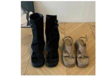 Botas extraíbles de dos usos, botas altas de mujer con punta cuadrada francesa, hebilla de cinturón, pantalones, botas delgadas retro, botas largas y frescas. - details 11